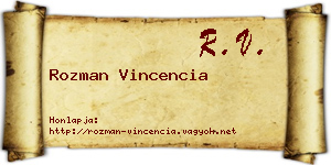 Rozman Vincencia névjegykártya